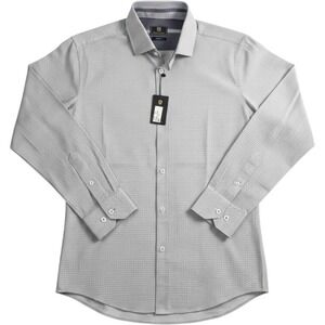 Steel & Jelly Mens Small Geometric Micro Print Button Up Shirt Long Sleeve K4